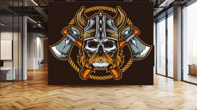 skull viking with axe vector Wall mural