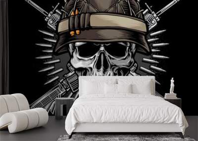 skull wearing army helmet vector Wall mural