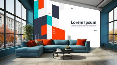 Abstract colorful geometric isometric background, Wall mural