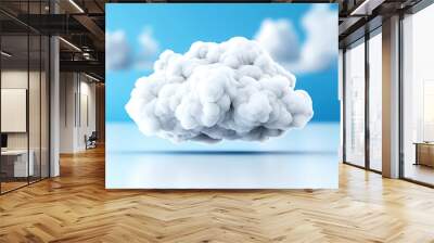 A fluffy white cloud floats above a reflective surface with a bl Wall mural