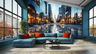 Beauty of lights and buildings with the city Wall mural