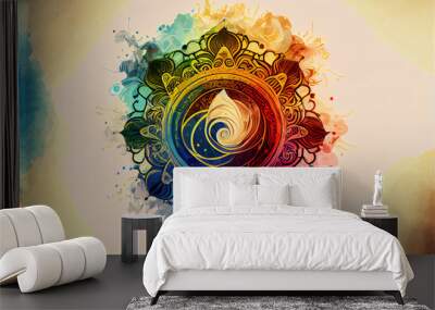 chakras colorful mandala for creative design for yoga Wall mural