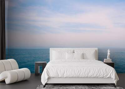 Blue sea and blue sky minimalistic background. Wall mural