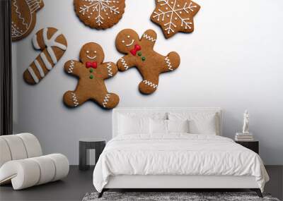 Christmas cookies isolated on white background Wall mural