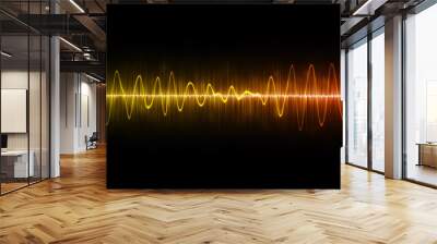 Sound waves on black background. Colourful sound waves digitally generated image. Wall mural