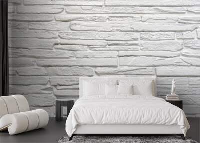 White stone wall background or texture. Construction industry. Wall mural