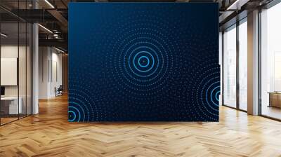 Futuristic abstract banner with abstract water rings, ripples on dark blue background. Wall mural