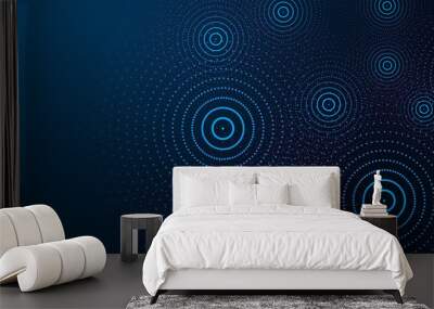 Futuristic abstract banner with abstract water rings, ripples on dark blue Wall mural