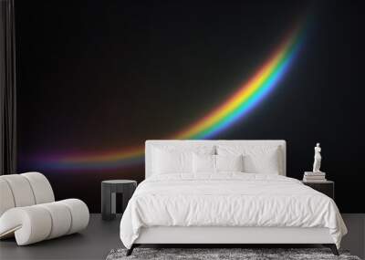 Rainbow ray light on black background. Crystal flare abstract effect.	 Wall mural