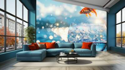 The jumping goldfish Wall mural