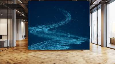 Water circulation. Whirlwind of dust particles. Digital background. Big data visualization. Futuristic point wave. 3D rendering Wall mural