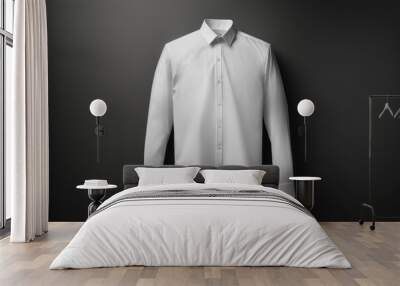 White shirt template, front, side, back view on gray background Wall mural