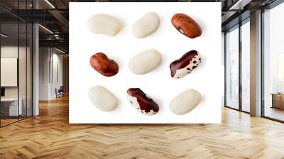 Set of colorful beans on a white background, close-up. The form of the top. Wall mural