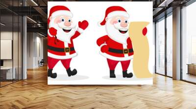 Set of Santa Claus in different poses. Christmas character Wall mural