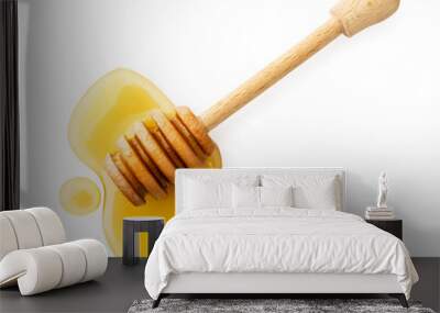 Stick with honey on a white background. The view of the top. Wall mural