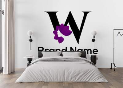 beauty logo on letter w template. beauty on w letter, initial fashion and beauty sign concept Wall mural