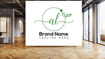 Eco Logo On Letter AL Template. Eco On AL Letter, Initial Eco, Leaf, Nature, Green Sign Concept	 Wall mural