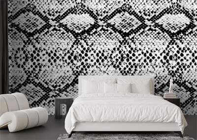 snake skin pattern texture repeating seamless monochrome black & white. vector. texture snake. fashi Wall mural