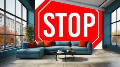 stop sign isolated on white Wall mural