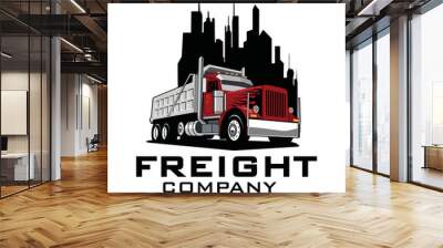 Premium truck illustration vector image Wall mural