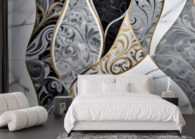 A marble surface with endless floral pattern Wall mural