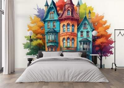 digital painting A colorful whimsical illustration Wall mural