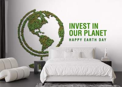 World Earth Day concept or Environment Day concept.Invest in our planet. Earth day 3D Design rendering on white background. Wall mural