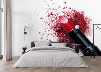 lipstick with red powder isolated on white background  Wall mural