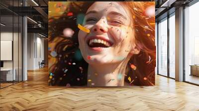 Generated AI portrait of beautiful happy woman celebrate festive event national women day Wall mural