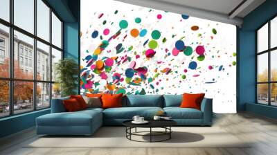 A vibrant burst of multicolored confetti floats in a void of transparency, creating a joyous and celebratory atmosphere.Generative AI Wall mural