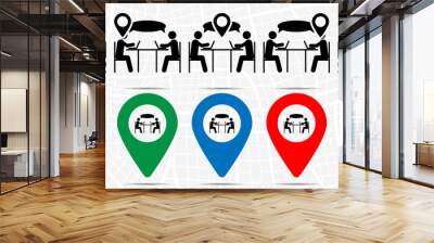 Two people, table, laptop icon in location set. Simple glyph, flat illustration element of people theme icons Wall mural