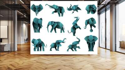 pack of geometric elephant logo icon illustration Wall mural