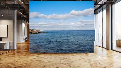 Odessa Bay of the Black Sea.
Otrada Beach, on the Black Sea coast. A rusting pier and a seagull in the sky. The coastline is visible in the distance - the settlement of Kotovsky is located there. Wall mural