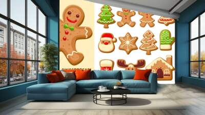 Gingerbread cookie collection. Set 1. Wall mural