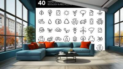 Hand drawn Ecology and Recycling icons set. Vector illustration. Wall mural