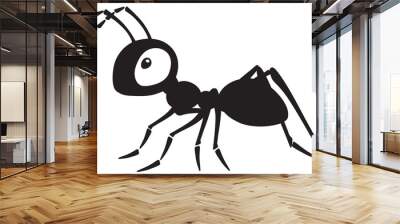 cartoon ant insect . Side view black and white vector illustration  Wall mural