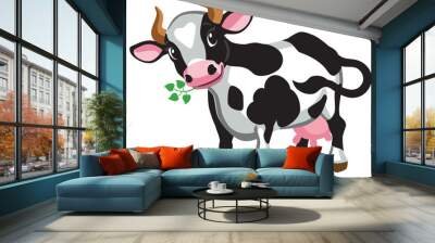 cartoon black cow . Isolated vector illustration  Wall mural