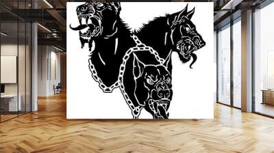 cerberus hellhound mythological three headed dog the guard of entrance to hell. hound of hades. isol Wall mural