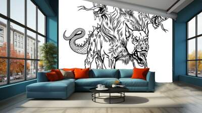 cerberus hellhound mythological three headed dog the guard of entrance to hell. hound of hades. isol Wall mural