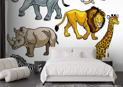 set with african animals of savanna Wall mural