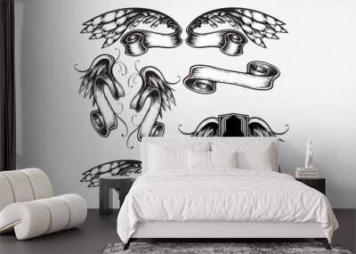 set of floral elements Wall mural