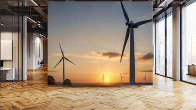 renewable energy: image of wind turbines, clean energy windmills, sustainable alternatives to fossil Wall mural