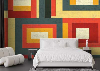 Abstract seamless pattern with stripes forming squares is repeating on a textured background. Wall mural