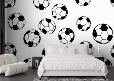 Football seamless soccer ball pattern, sport design background. Wall mural