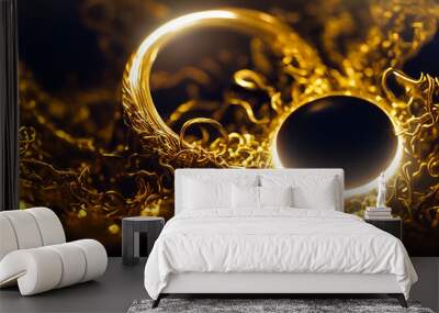 a dark ring forged in melting gold, generative ai Wall mural