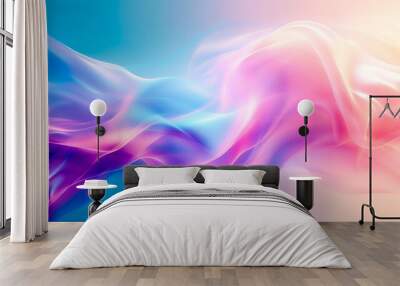 Abstract colourful background with a dreamy look and vibrant, wavy shapes. Wall mural