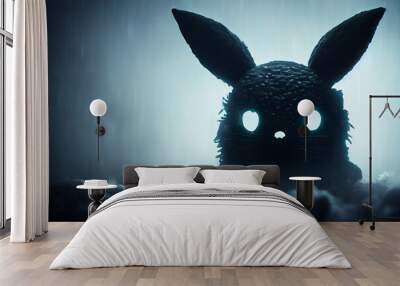 halloween cute black killer rabbit, created with generative ai Wall mural