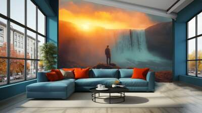 waterfall in the mountains Wall mural