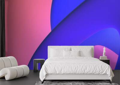 Abstract twisted shape 3d rendering. Bright blue element on orange pink gradient background. Colorful futuristic illustration for poster, cover, website banner, presentation. Bright summer backdrop Wall mural