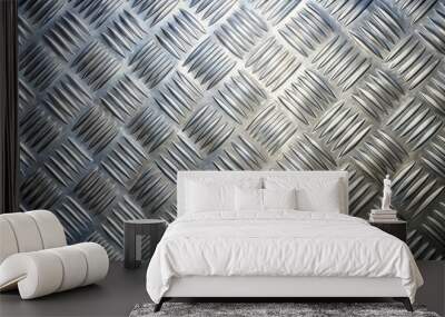 A close-up of a textured metal surface with a diamond pattern and a subtle sheen. Wall mural